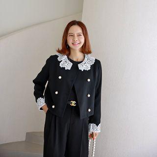 Lace-detail Pearly-button Jacket