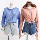Lightweight Loose-fit Hooded Knit Top