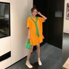 Ruffle Loose-fit Short-sleeve Dress / Shawl