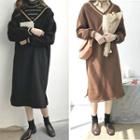 V-neck Loose-fit Long-sleeve Dress