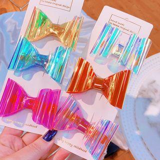 Set Of 3: Bow Hair Clip Set Of 3 - Random Colors - One Size