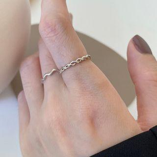 Set Of 2: Wavy Ring E258 - Set Of 2 - Silver - One Size
