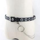 Chained Faux Leather Belt Black - 102cm