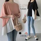 Two-tone Pleated Panel Blouse
