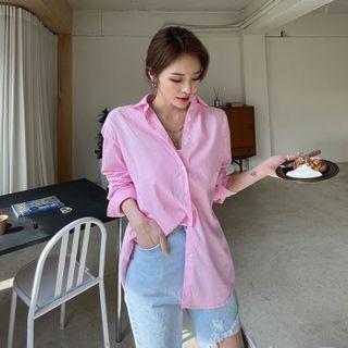 Basic Wide-cuff Cotton Shirt