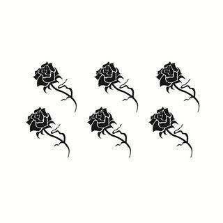 Rose Print Waterproof Temporary Tattoo Black - One Piece