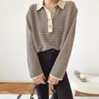 Striped Knit Polo Top (various Designs)