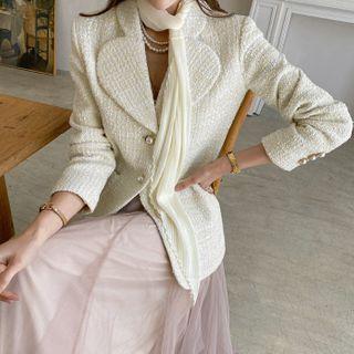 Round-lapel Tweed Blazer