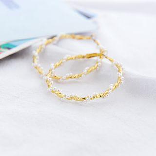 Faux Pearl Hoop Earring 1 Pair - One Size