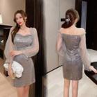 Puff-sleeve Organza Mini Dress