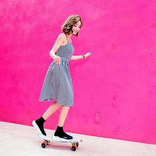Beribboned Gingham Linen Blend A-line Sundress