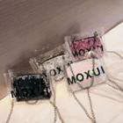 Set: Lettering Clear Crossbody Bag + Sequin Pouch