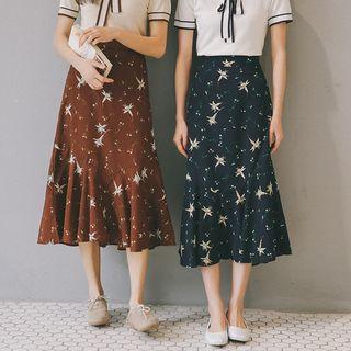 Print A-line Chiffon Skirt