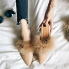 Pointy Toe Furry Flat Mules