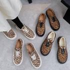 Leopard Print Lace-up Canvas Sneakers