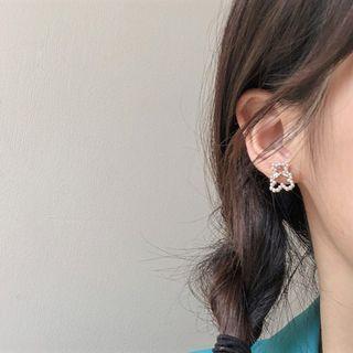 Bear Faux Pearl Rhinestone Alloy Earring