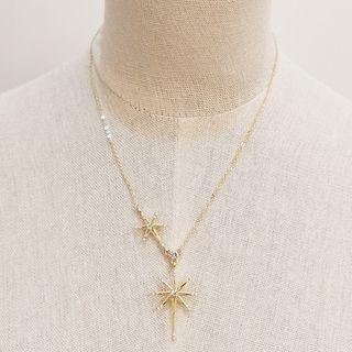 Rhinestone Star Pendant Choker Gold - One Size