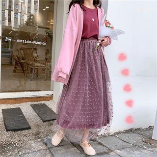 Velvet Overlay A-line Midi Skirt