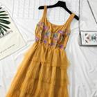 Layered Embroidered Sleeveless Dress