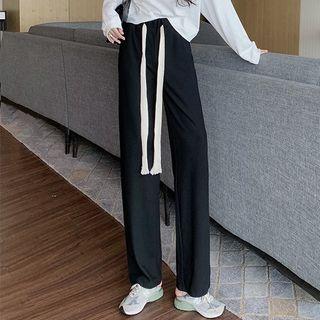 High-waist Straight-leg Sweatpants Black - One Size