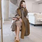 Double-breast Plaid Coat