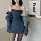 Strapless Denim Mini A-line Dress / Jacket