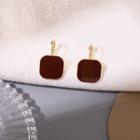 Geometric Square Stud Earring 1 Pair - Brown Red - One Size