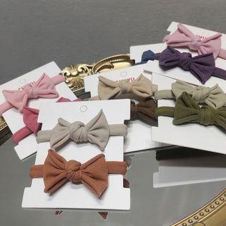 Set Of 2: Plain Bow Fabric Hair Tie