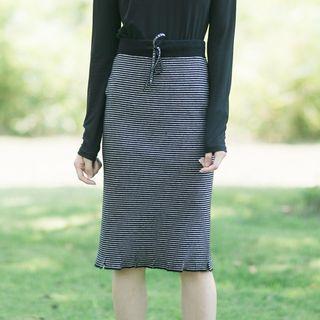 Drawstring Waist Striped Knit Skirt