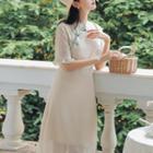 Traditional Chinese Elbow-sleeve Frog Buttoned Dress