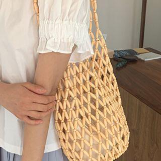 Wooden-bead Bucket Bag & Pouch