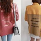 Lettering-back One-button Linen Blazer