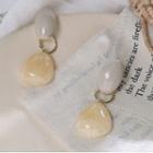 Stone Dangle Earring 1 Pair - Stud Earrings - Gray & Yellow - One Size
