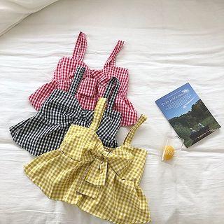 Plaid Ribbon Camisole Tube Top
