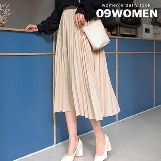 Plus Size Accordion-pleat Midi Skirt