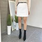 Plain Cotton Miniskirt With Belt