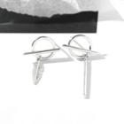 Non-matching 925 Sterling Silver Geometric & Feather Earring