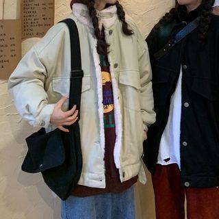 Stand-collar Fleece-lining Oversize Jacket
