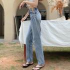 Chain Detail Straight Leg Jeans