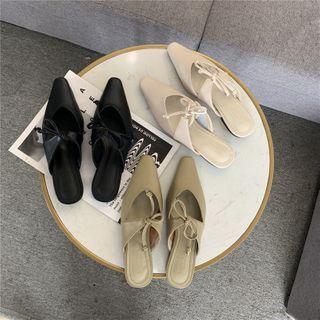 Pointy-toe Bow Flat Mules