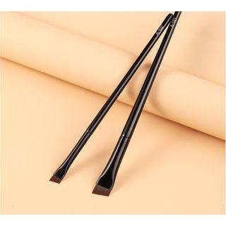 Set Of 2: Angled Eye Makeup Brush Set Of 2 - Black Handle - Dark Brown - One Size
