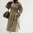 Slit-side Belted Trench Coat Sky Blue - One Size
