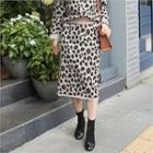 Leopard H-line Knit Skirt
