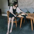 Elbow-sleeve A-line Swim Dress