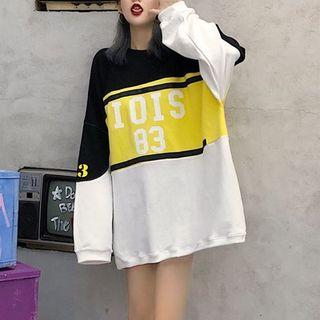 Letter Print Oversized Sweatshirt As Shown In Figure - One Size