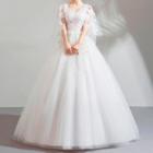 Flower Detail Ball Gown Wedding Dress
