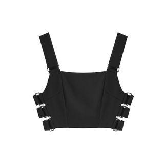 Buckled Cutout Crop Tank Top