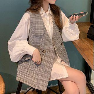 Long-sleeve Shirt / Plaid Vest