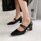 Double Strap Chunky Heel Mary Jane Pumps