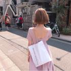 Short-sleeve Scoop-neck High-waist Dress